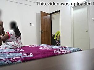 Blowjob And Hardcore Fucking With Horny Wife In Intense Threesome While Maid Cleans The Room Nearby