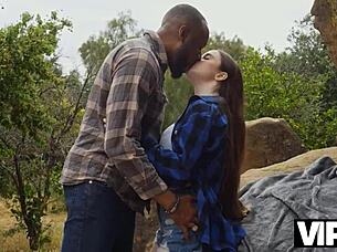 watching wife take big black cock outdoors while husband cucks in the woods