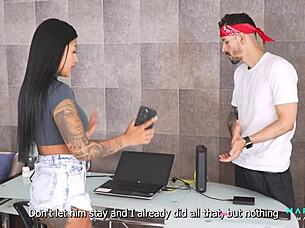 Will Mariana Martix seduce and fuck the internet technician in wild doggystyle from Colombia to USA?