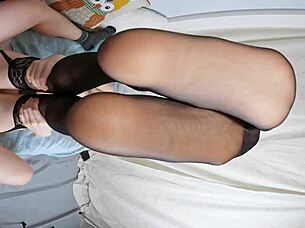 Chinese goddess acts high cold by day but wears fishnet stockings at night for cock eating and squirting