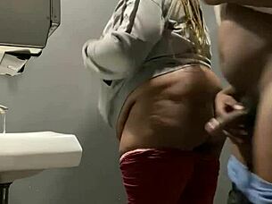 Curvy BBW Takes Intense Backshots from Big Black Cock in Public Bar Bathroom