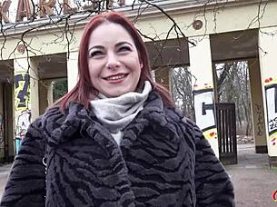 curvy german emma fox with saggy tits gets picked up for rough casting fuck! bent over doggystyle pounding in berlin with footjob action!