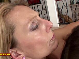 Why resist when this blonde milf fingers a hot teen's pussy so eagerly?