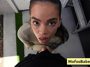 sexy hot brunette angelina moon sucks logan xander's huge fat dick before sliding it deep into her shaved pussy for intense hardcore fucking