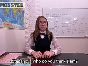 Director DEMANDS Creampie In Cute Teen's Tight Pussy During Rough Fucking Session