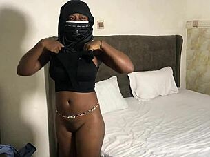 Shy mistress hides in hijab for big cock spreading and maximum pleasure without husband around