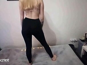 Watch Miley Grey perform a smooth striptease as the blonde reveals her outfit.