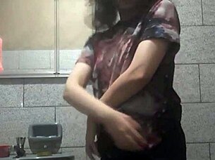 Whoa, check out this perfect body babe with big tits masturbating in hidden bathroom