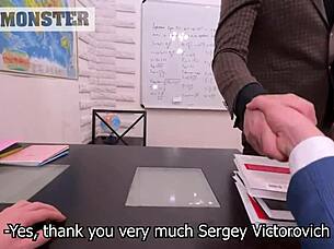 Director DEMANDS Creampie In Cute Teen's Tight Pussy During Rough Fucking Session