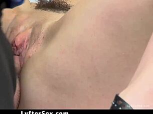 loss prevention officer catches alex more stealing in the shop and bends her over for hardcore doggystyle fucking