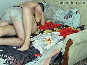 Passionate Threesome Sex With Wife Husband And Lover Double Penetration Creampie!