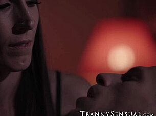 Kinky TRANSSEXUAL Babe Melanie Brooks RIDES Big Cock in COWGIRL Position