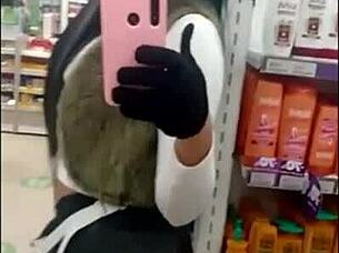 Argie tgirl shemale hints at wanking and cumshot fun in mirror selfie videos