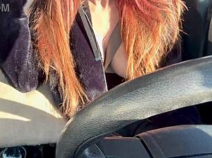 Italian Big Tits Milf Flashes Boobs In Car!