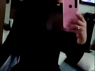 Argie tgirl shemale hints at wanking and cumshot fun in mirror selfie videos