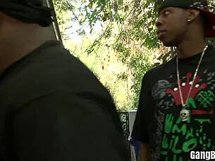 Innocent small-titted blonde teen gets interracial gangbang