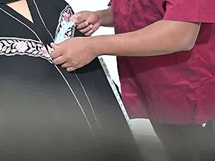 Doctor examines hijab-wearing patient closely