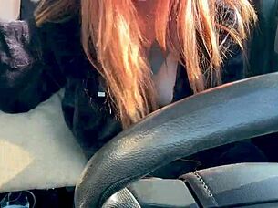 Italian Big Tits Milf Flashes Boobs In Car!