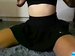 In a tale of desire, the eager woman positions herself eagerly, welcoming a massive shaft into her moist intimacy.