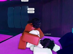 Horny slut contrasts her big ass with monster black cock in wild Roblox game fucking