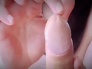 she's teasing my cock and licking up all that pre-cum