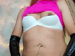 Exploring the world of a cute and pink transsexual in crossdressing attire