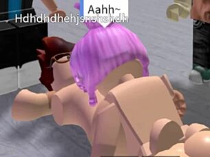 She casually sucked on that furry Roblox cock in a wild blowjob session.