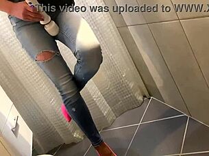 I Feel So Desperate Holding Pee In Jeans Until He Pees On My Ass Then I Give Blowjob