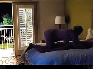 Damn, this hot young slut is getting fucked rough in the motel room with the door wide open for anyone to see