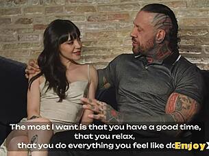 Tatted Black-Haired Beauty With Bald Snatch Suggests Deep Throat And Cum Action From Boyfriend