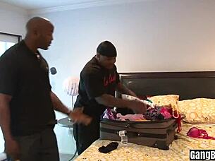 Innocent small-titted blonde teen gets interracial gangbang