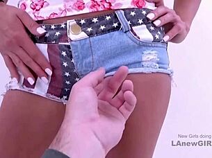 Stunning amateur model used her seduction skills on the producer during intense casting session on sofa