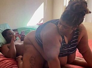 She enjoys riding his big black cock with big ass creampie action