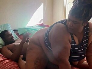 She enjoys riding his big black cock with big ass creampie action