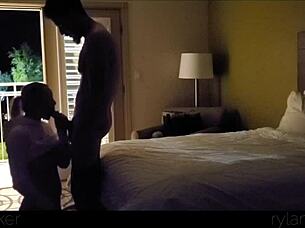 Damn, this hot young slut is getting fucked rough in the motel room with the door wide open for anyone to see