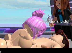 She casually sucked on that furry Roblox cock in a wild blowjob session.