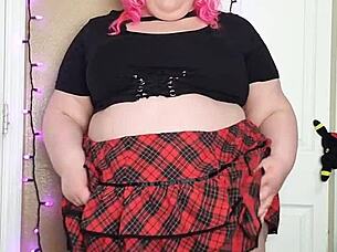 hairy bbw spreads plump pussy lips no panties needed