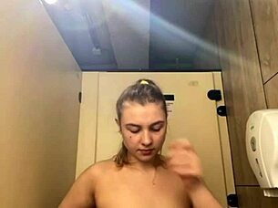 Teen BBW Fingers Fat Tits to Public Gym Cumshot