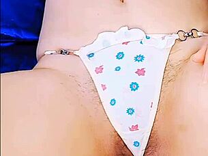 Step mom flashes wet pussy toys for lover caught by horny guy