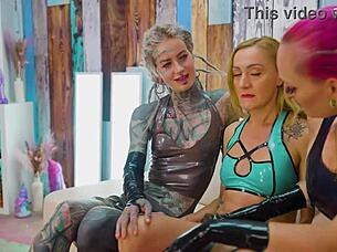 Latex tattooed sluts fist gaping asses prolapse in wild threesome