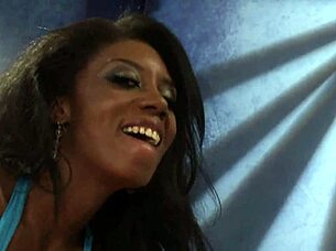 big boobed ebony slut rides huge white cock cowgirl