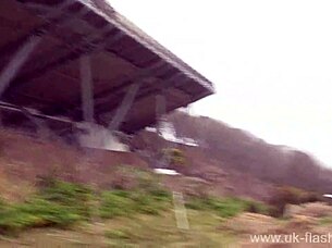 Naughty milf Sarah Janes flashes undresses masturbates publicly outdoors?