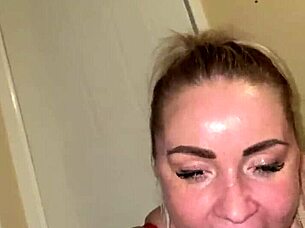 Step mommy deepthroats huge cock licks balls swallows cum on tits