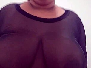 voyeur catches brunette milf with huge tits riding black monster cock cowgirl style