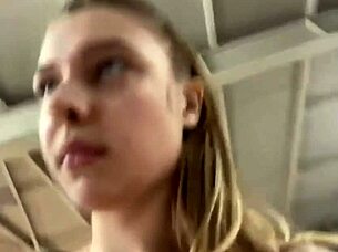 Teen BBW Fingers Fat Tits to Public Gym Cumshot