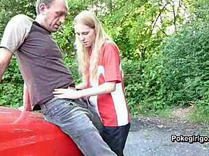 Amateur couple squirts wet pussy homemade car webcam fun