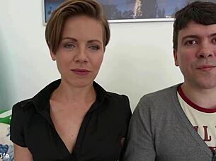 Gorgeous wife Sasha Zima rides big cock while cuckold watches