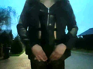 tranny's bound body exposed in outdoor public bdsm