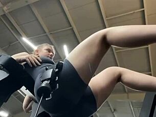 Teen BBW Fingers Fat Tits to Public Gym Cumshot