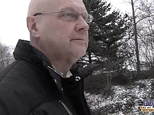 Sexy Blonde Deepthroats Old Cock For Explosive First-Time Cumshot